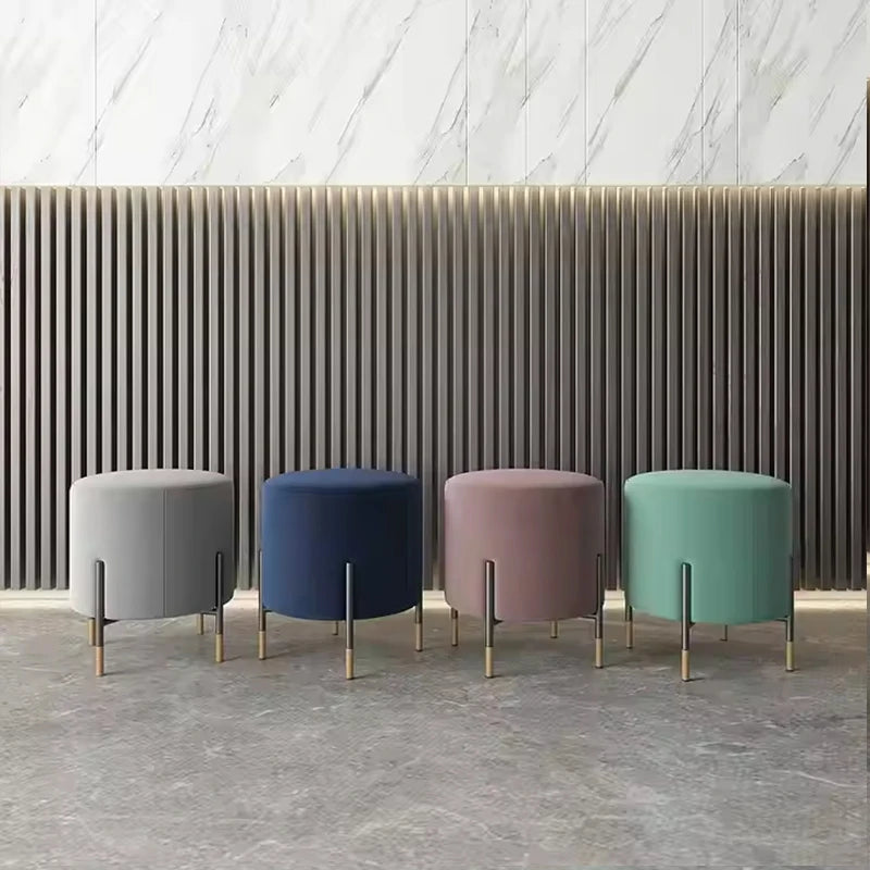 Athena Scandinavia Round Stool - Designer Velvet Ottoman
