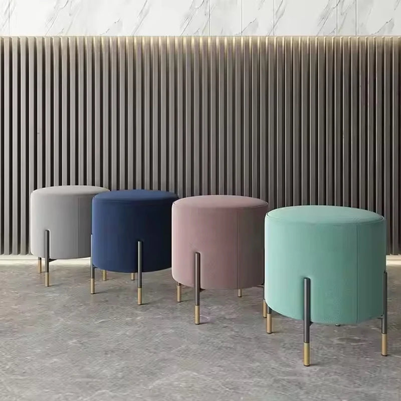Athena Scandinavia Round Stool - Designer Velvet Ottoman