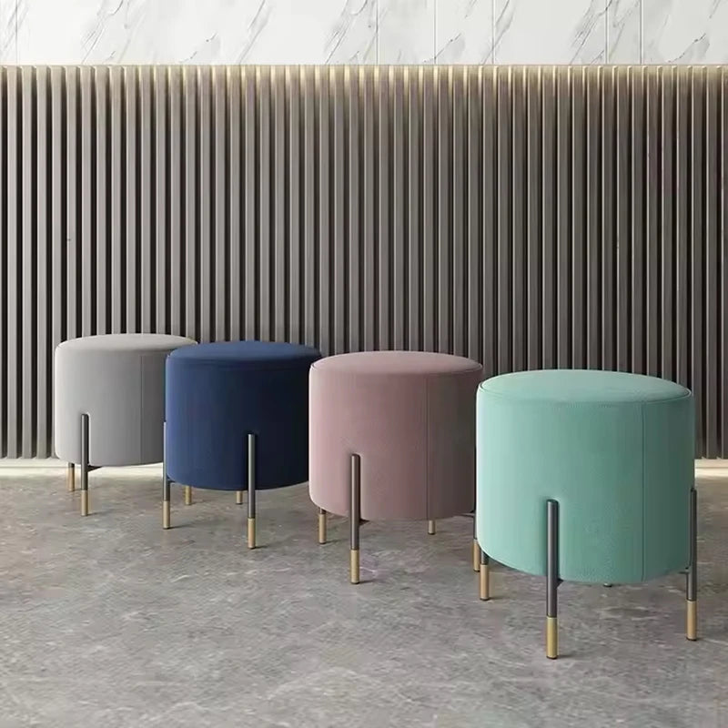 Athena Scandinavia Round Stool - Designer Velvet Ottoman