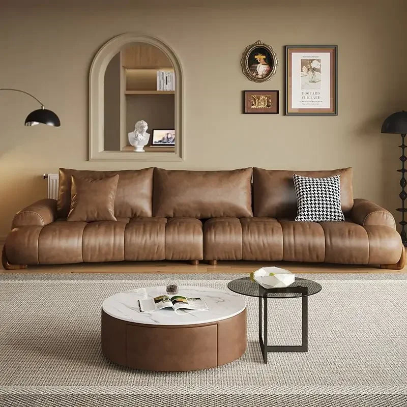Athena Modern Leather Grand Sofa