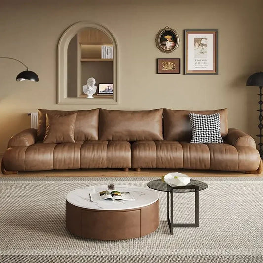 Athena Modern Leather Grand Sofa