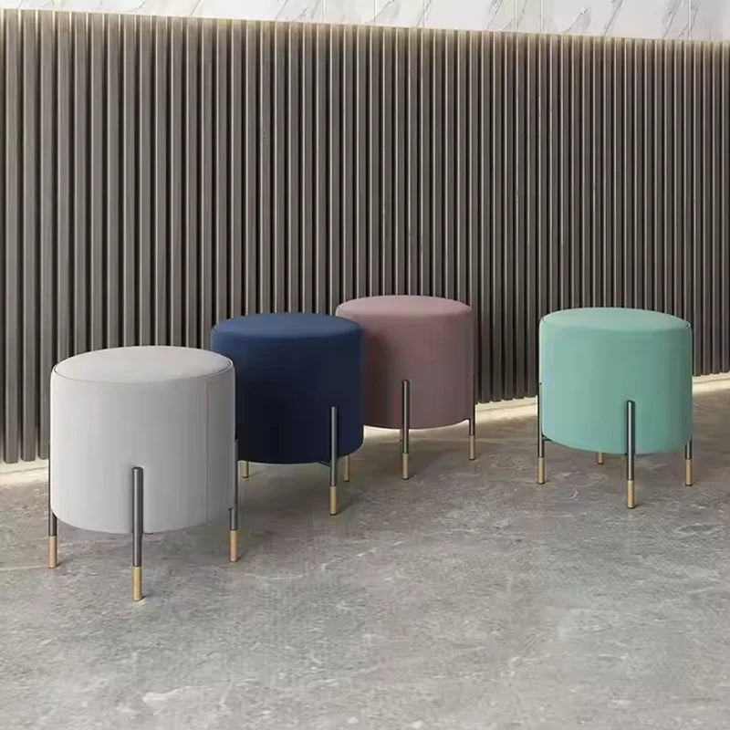 Athena Scandinavia Round Stool - Designer Velvet Ottoman